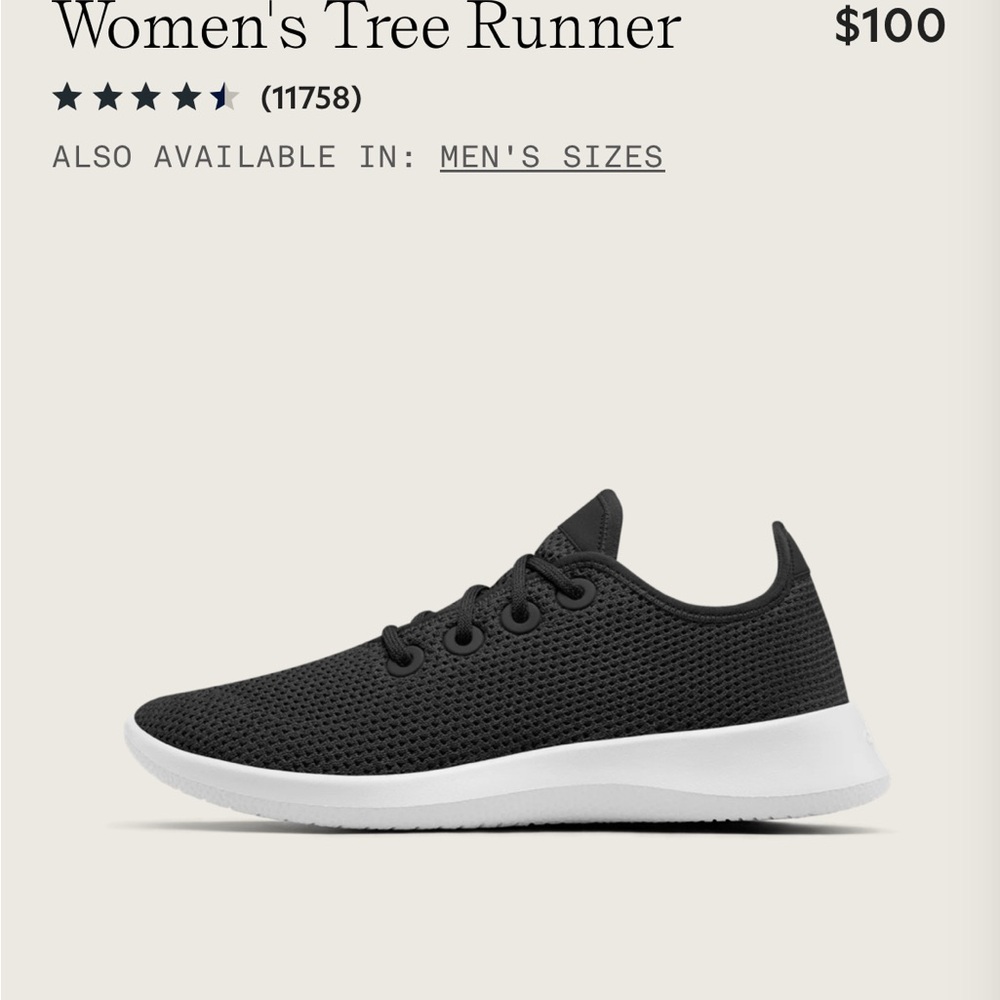 allbirds Women's Tree Runner Knit Sneaker — Black/White